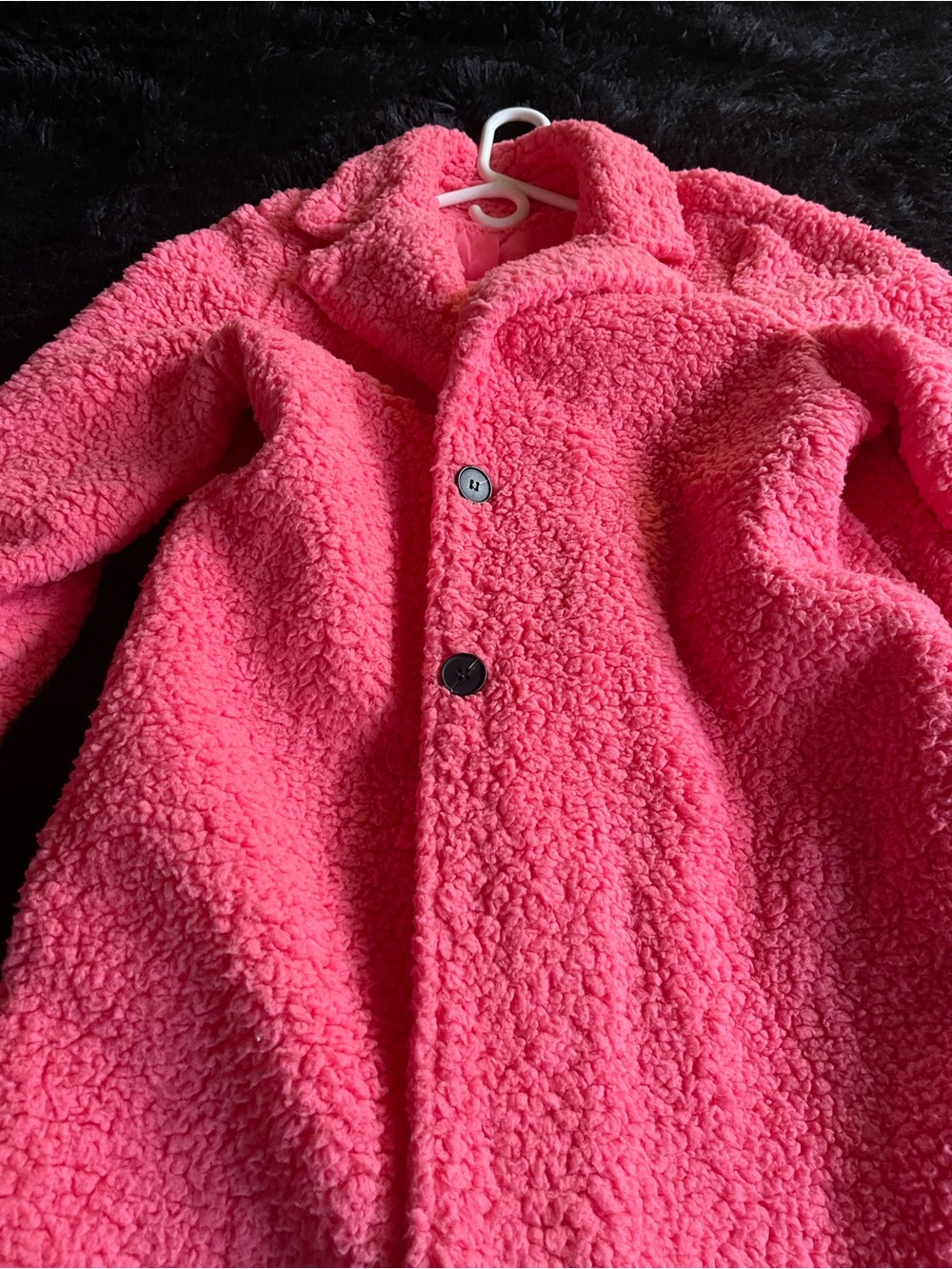 SHEIN Hot Pink Sherpa jacket 21 inches PTP 43 inches in length